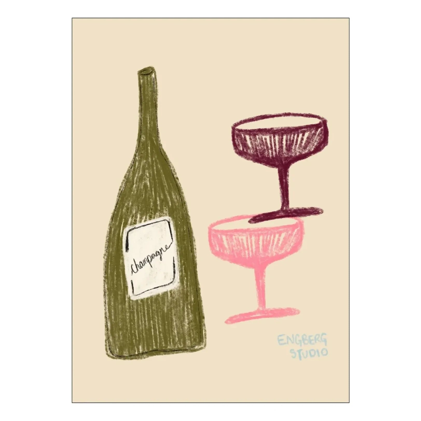 Póster y marco - Póster de champán con las damas