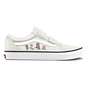 Vans - Scratch Sneakers Old Skool V Çiçek Nakışlı | Beyaz