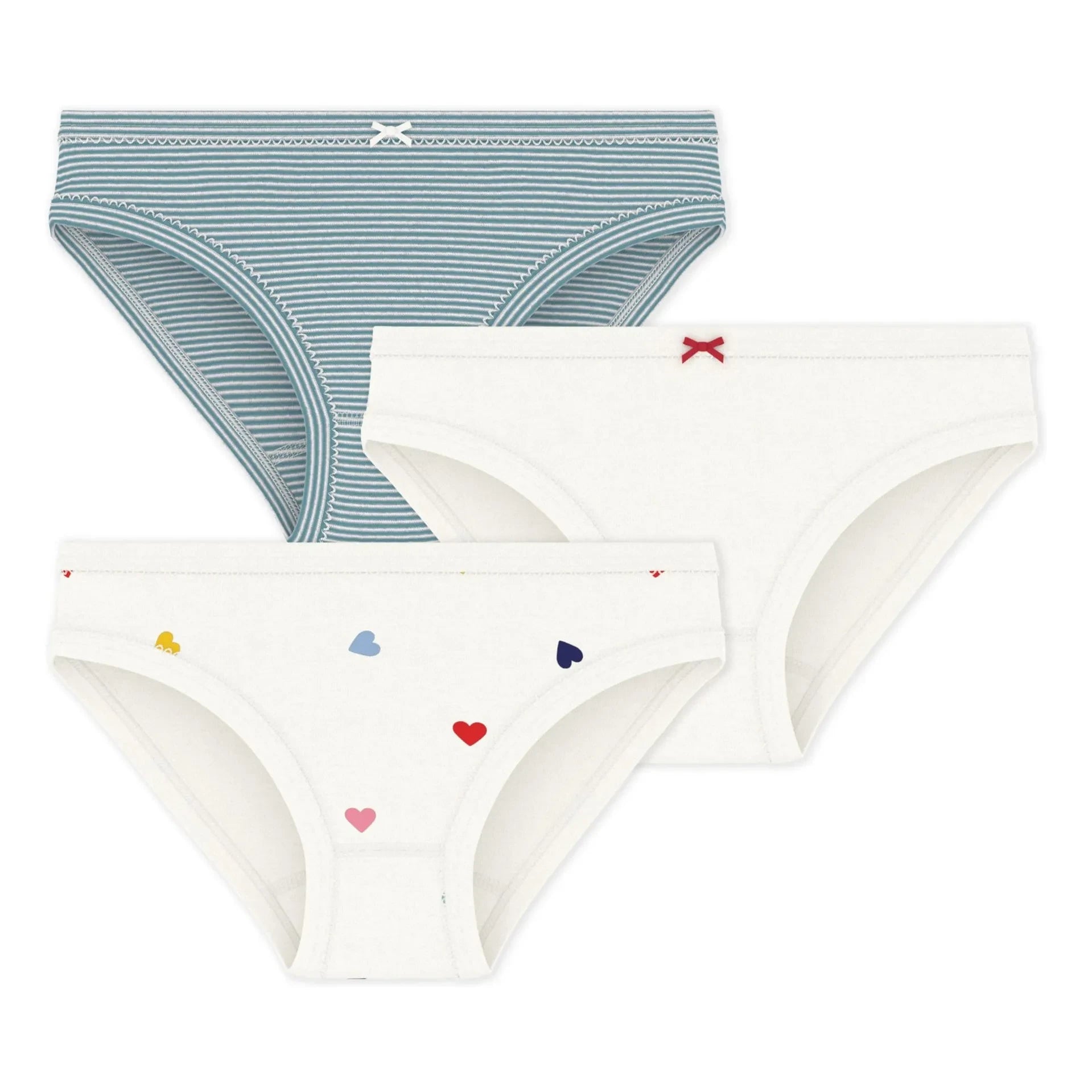 Petit Bateau - Pack de 3 bragas de rayas | Blanco