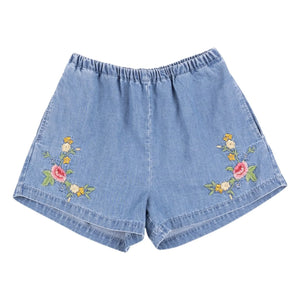 Babe & Tess - Shorts vaqueros Luisa bordados | Azul Claro
