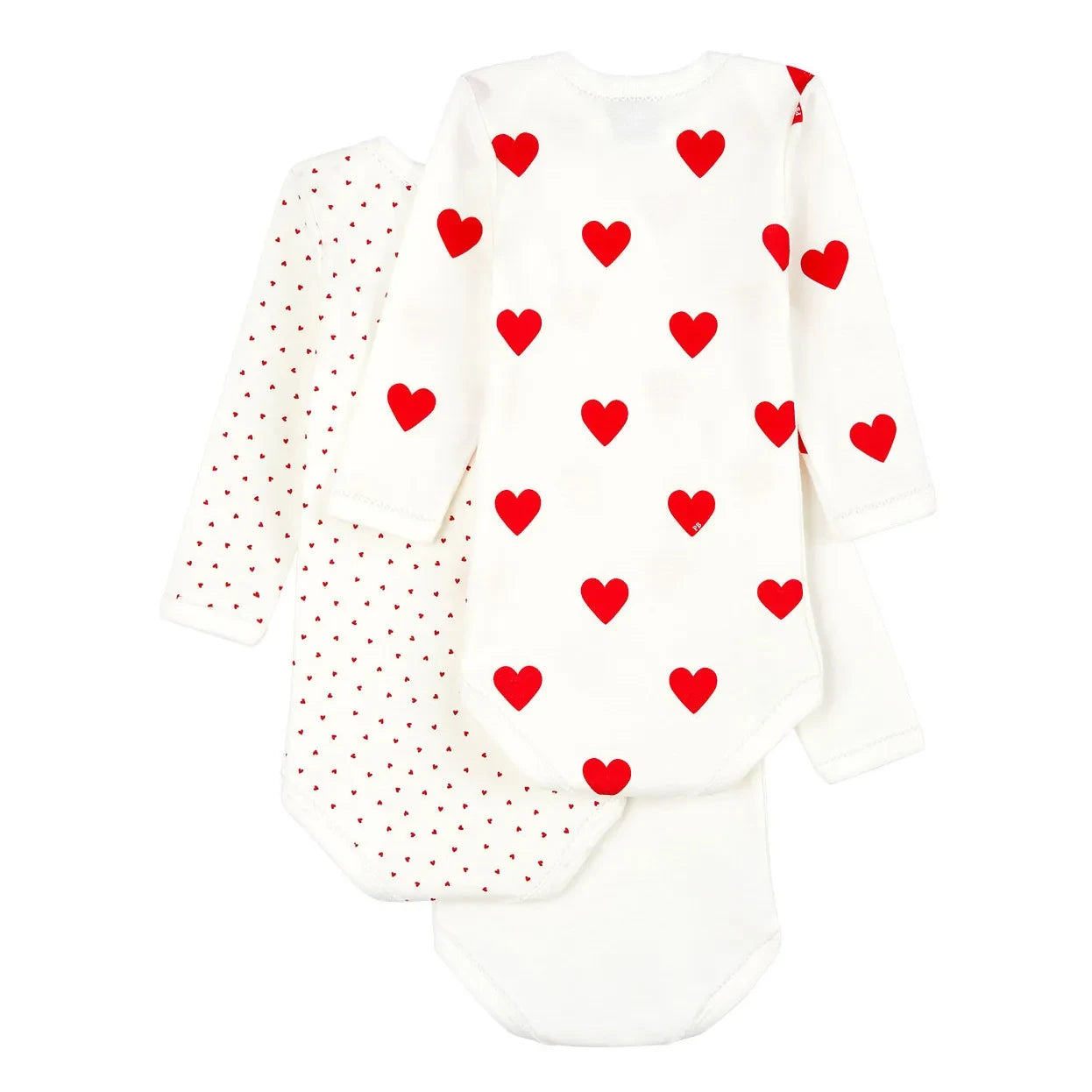 Petit Bateau - Conjunto de 3 peleles de corazón de algodón orgánico | Blanco