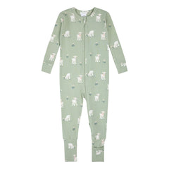 Petit Lem - Pijama convertible de algodón orgánico y modal con motivos de cordero | Verde