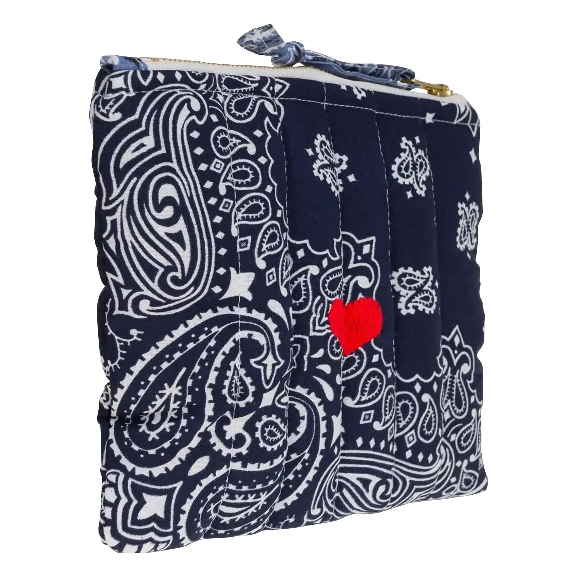 Call it by your name - Mini Corazón Acolchado con Bolsillo con Cremallera | Azul marino