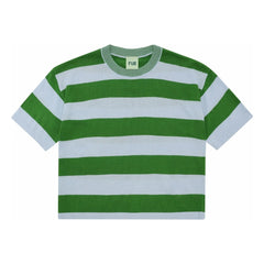 FUB - Camiseta Oversize a Rayas Punto Fino Algodón Orgánico | Verde