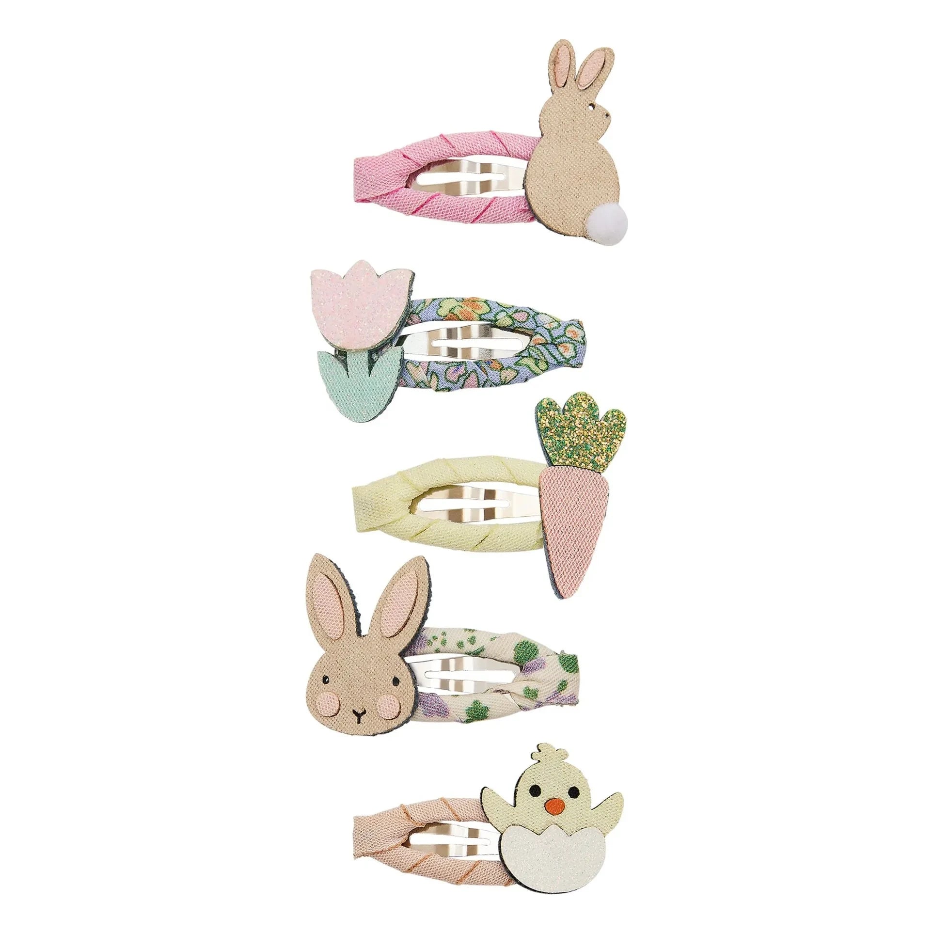 Mimi & Lula - Set de 5 pinzas Conejo y Pollito | Rosa empolvado