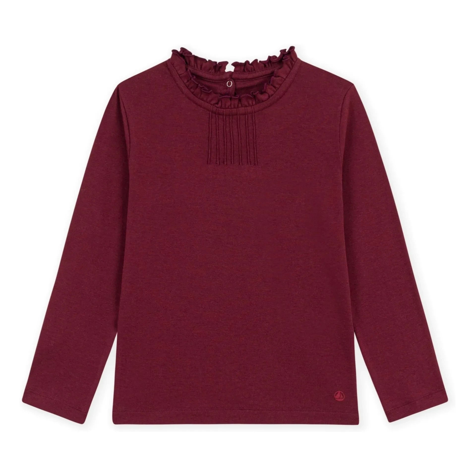 Petit Bateau - Organik pamuklu yakalı tişört | Bordo