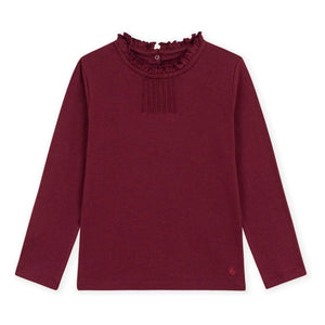 Petit Bateau - Organik pamuklu yakalı tişört | Bordo