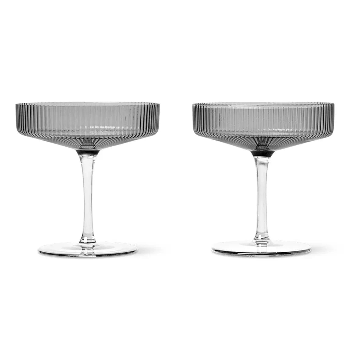 Ferm Living - Copas de champán Ripple - Set de 2 | Gris
