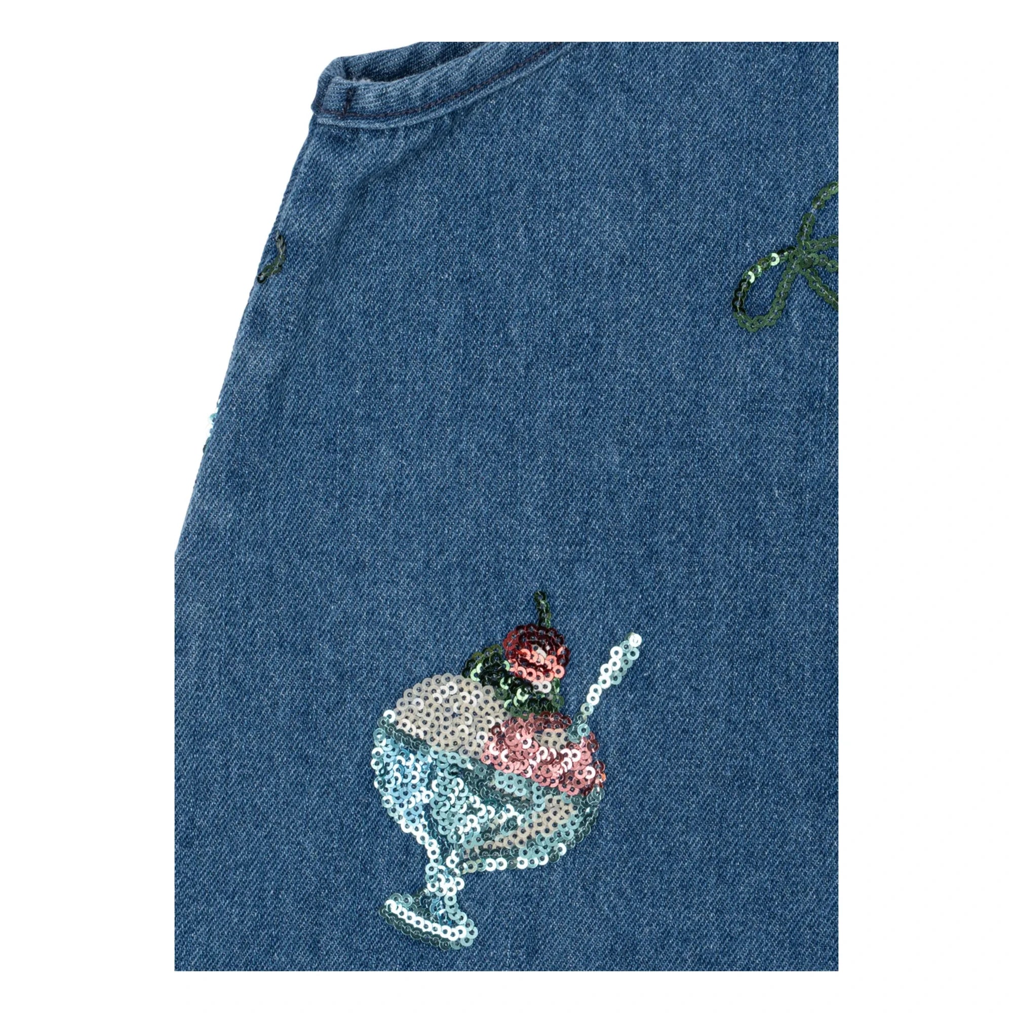 Konges Sløjd - Vestido vaquero con lentejuelas, modelo Magot Glaces de algodón orgánico | Azul
