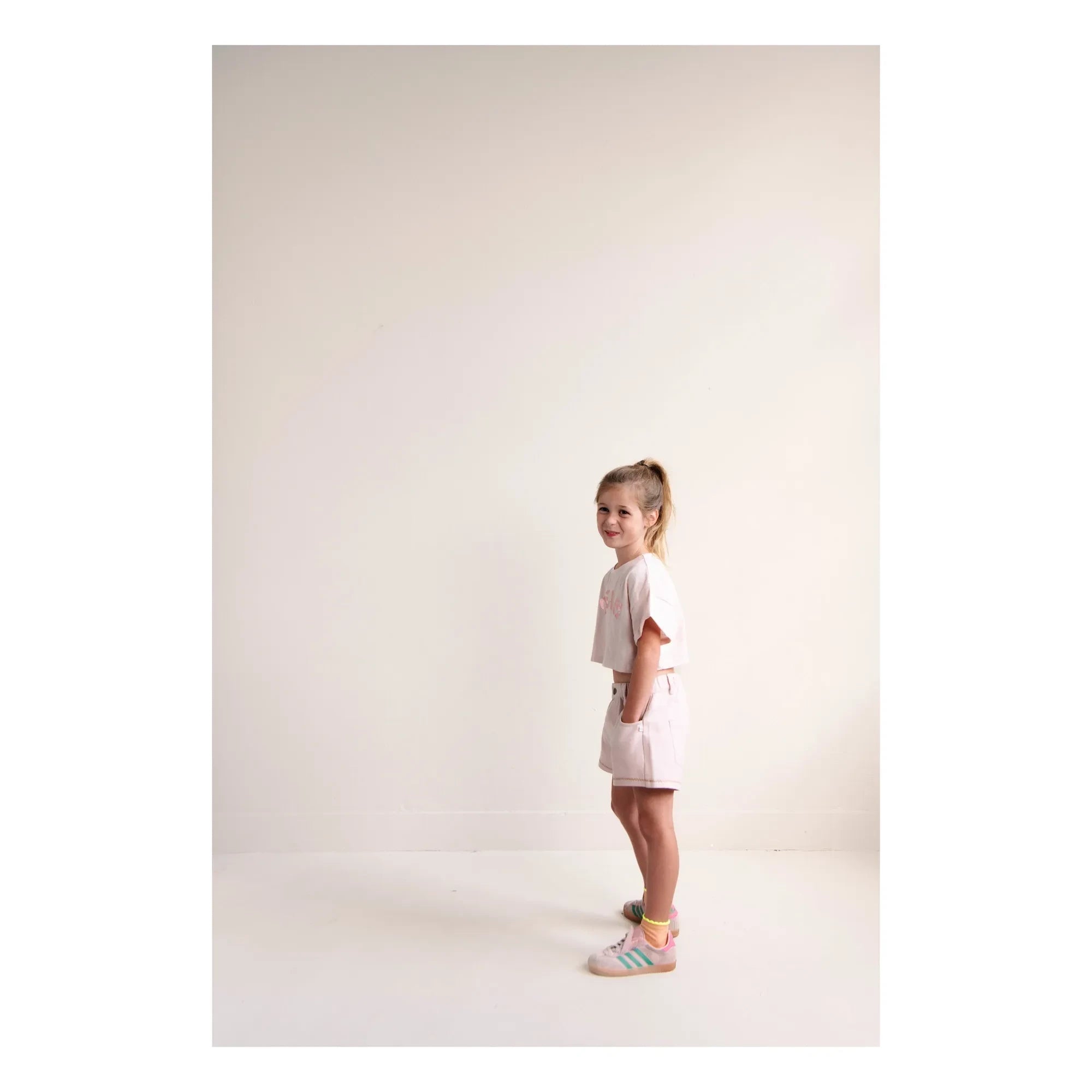 Jenest - Pantalón corto de sarga de algodón orgánico Lilou | Rosa pálido