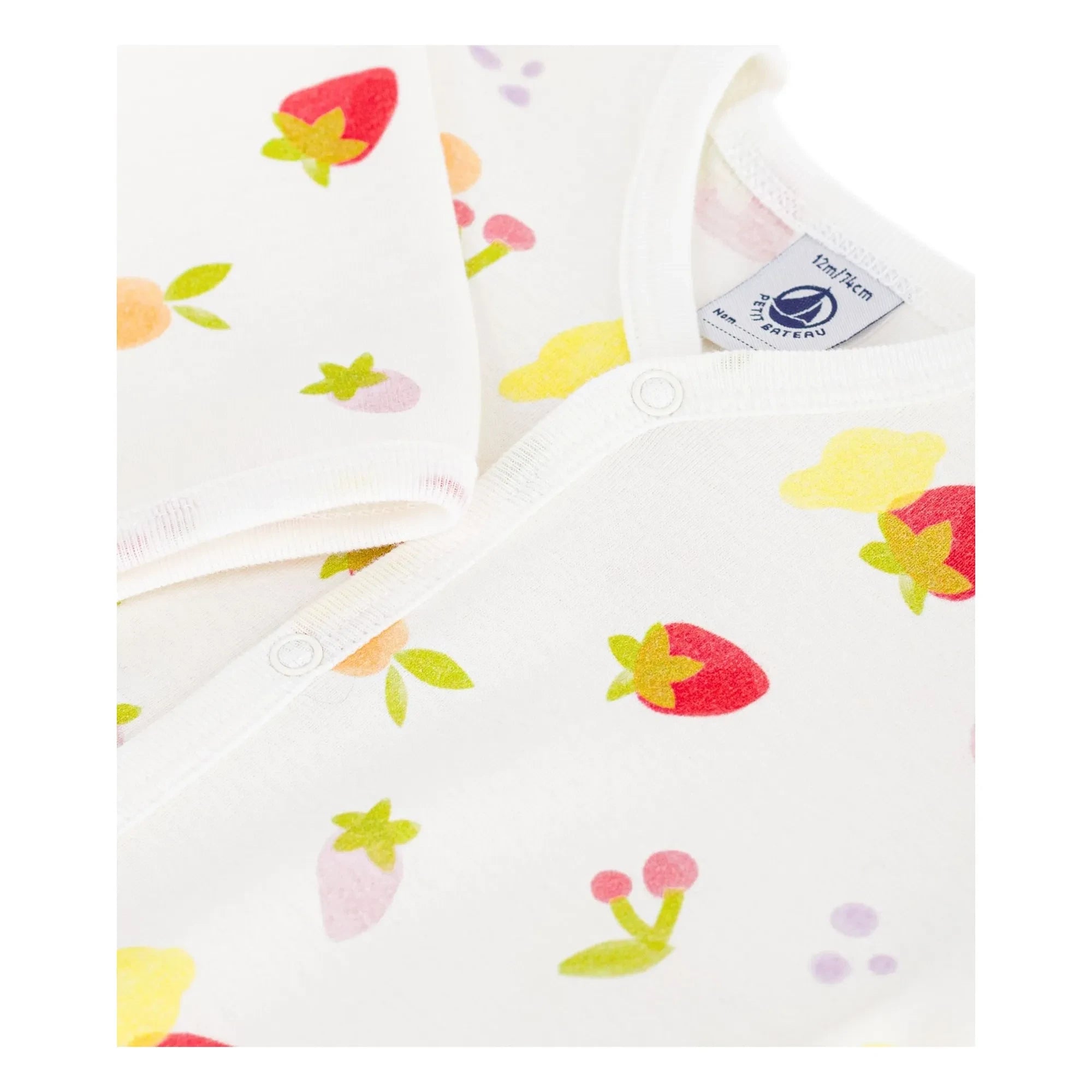 Petit Bateau - Saco de Dormir de Algodón Orgánico con Estampado de Frutas | Blanco
