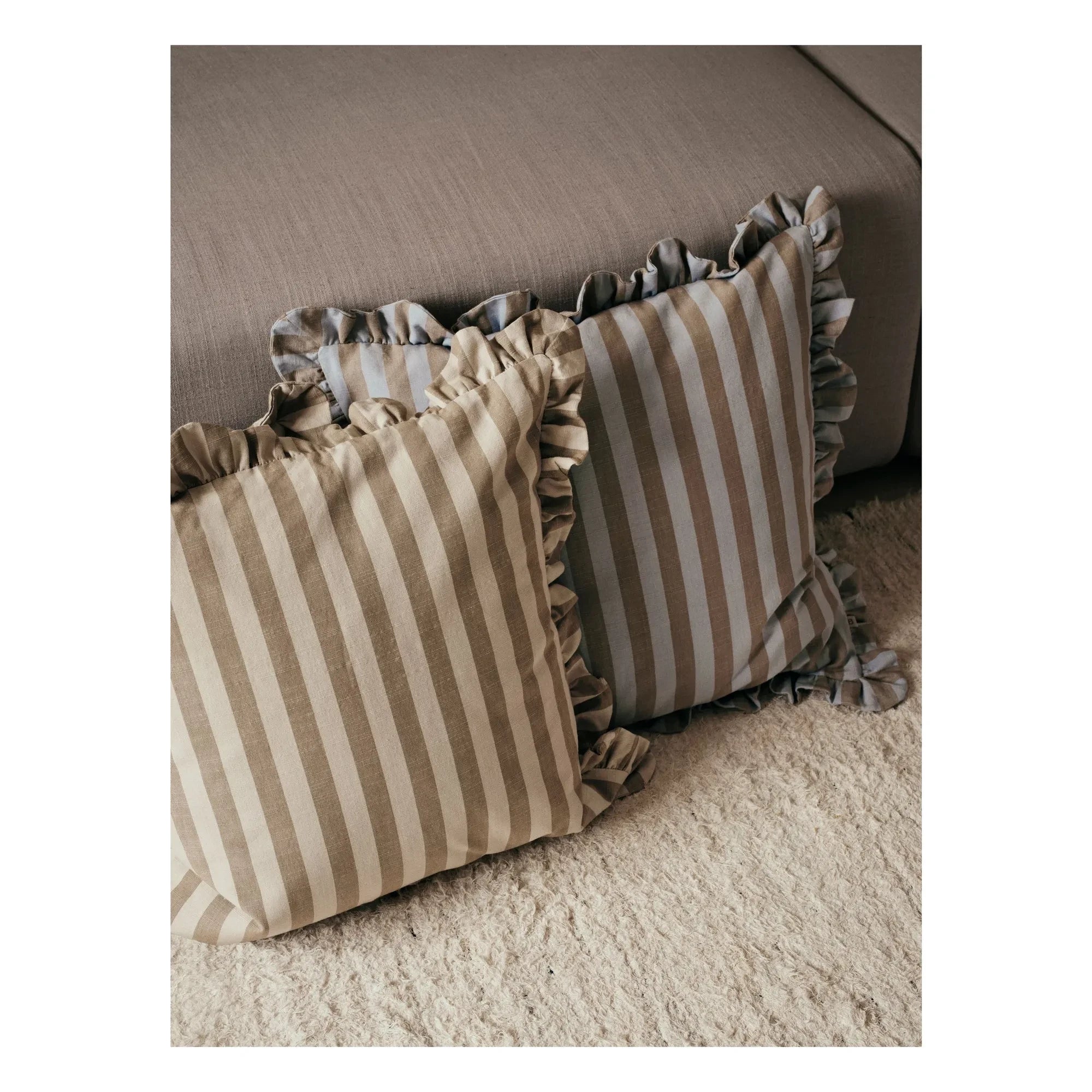 Broste Copenhagen - Funda de cojín Ina cuadrada | Marrón