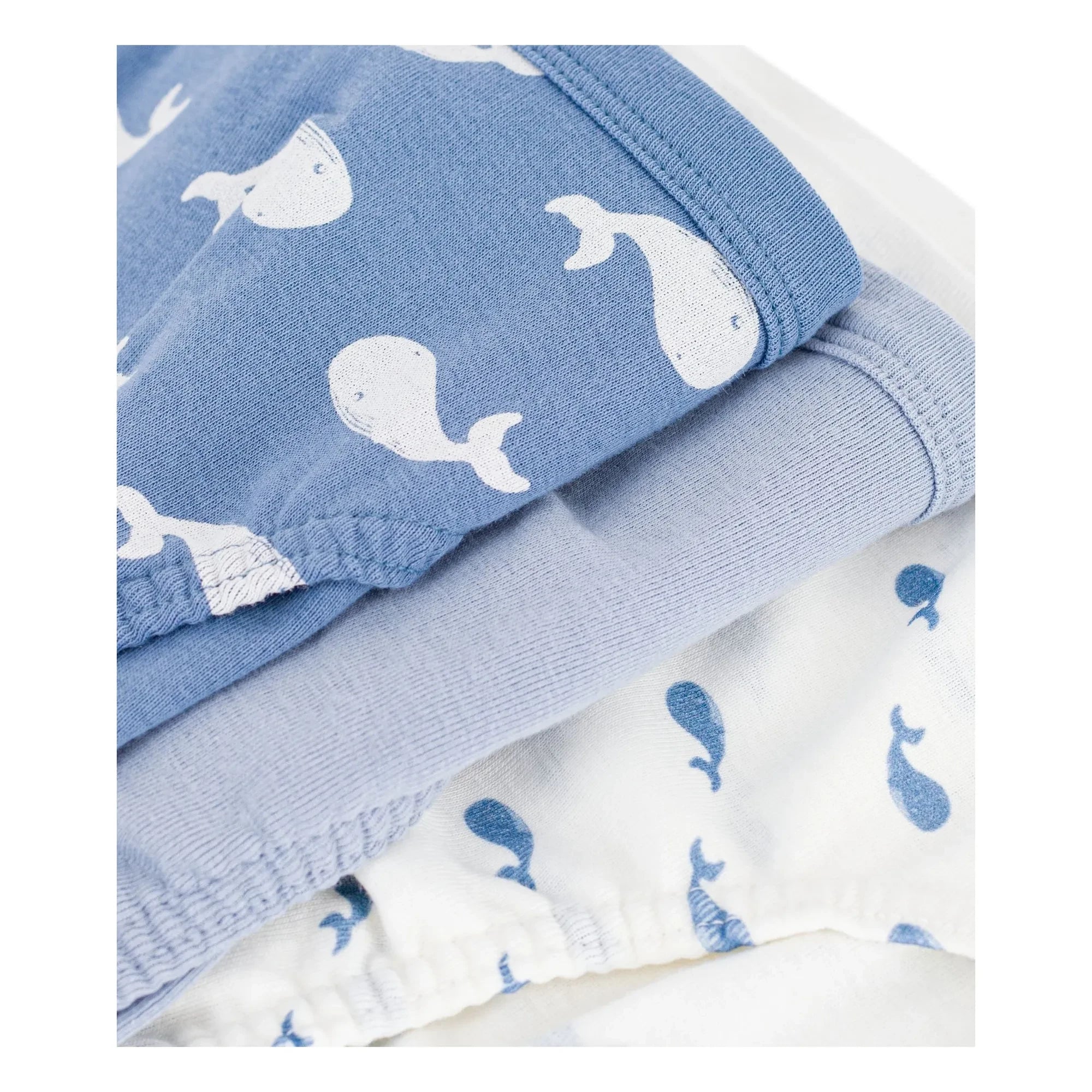 Petit Bateau - 3'lü Organik Pamuk Balina Desenli Slip Külot | Mavi