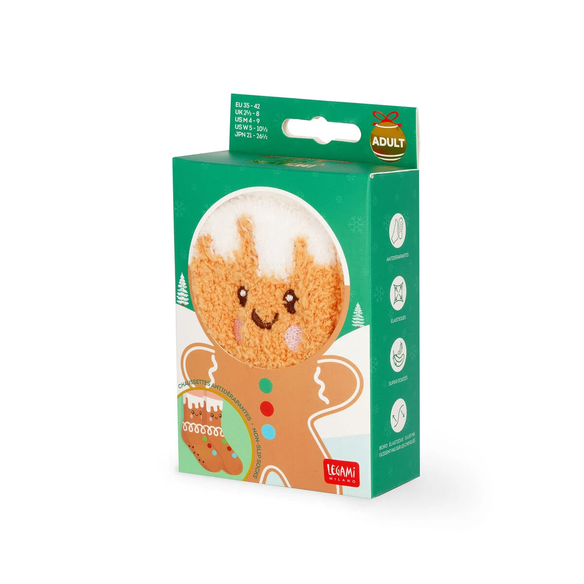 Legami - Calcetines Antideslizantes de Jengibre para Adultos - ¡Una Compatibilidad Perfecta!