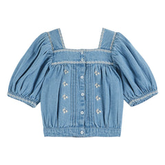 Emile et Ida - Blusa Chambray Bordada | Vaquera
