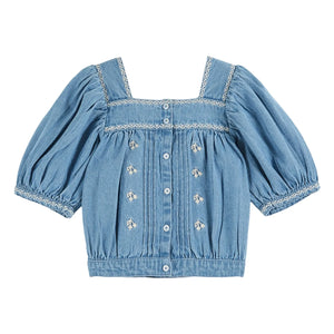Emile et Ida - Blusa Chambray Bordada | Vaquera