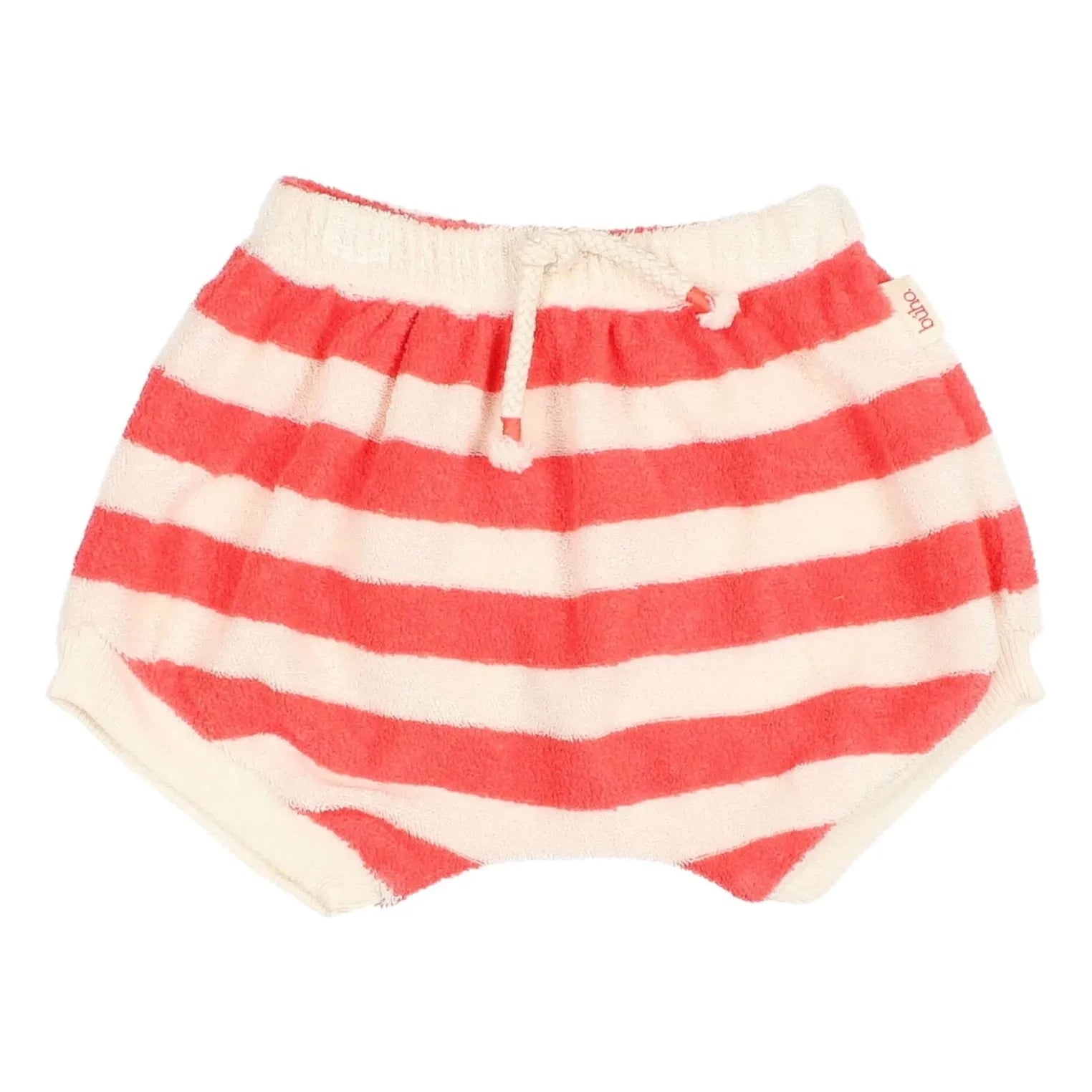 Búho - Pantalón corto a rayas de algodón orgánico | Rojo