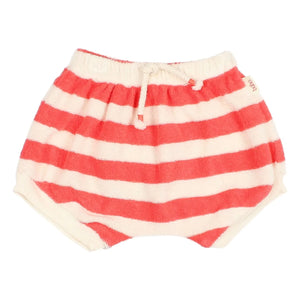 Búho - Pantalón corto a rayas de algodón orgánico | Rojo