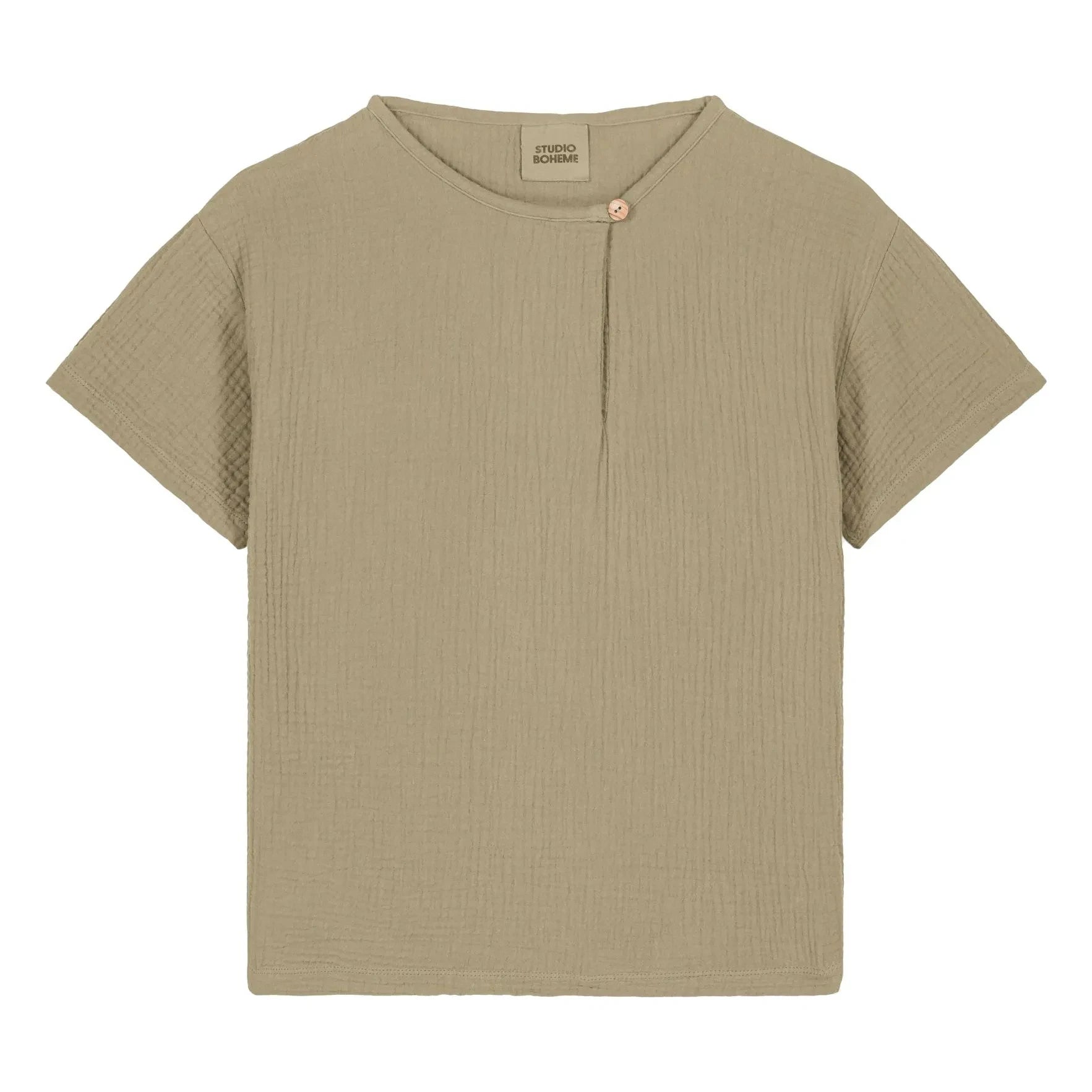 Studio Bohème - Camiseta de gasa de algodón orgánico Orso | Caqui claro