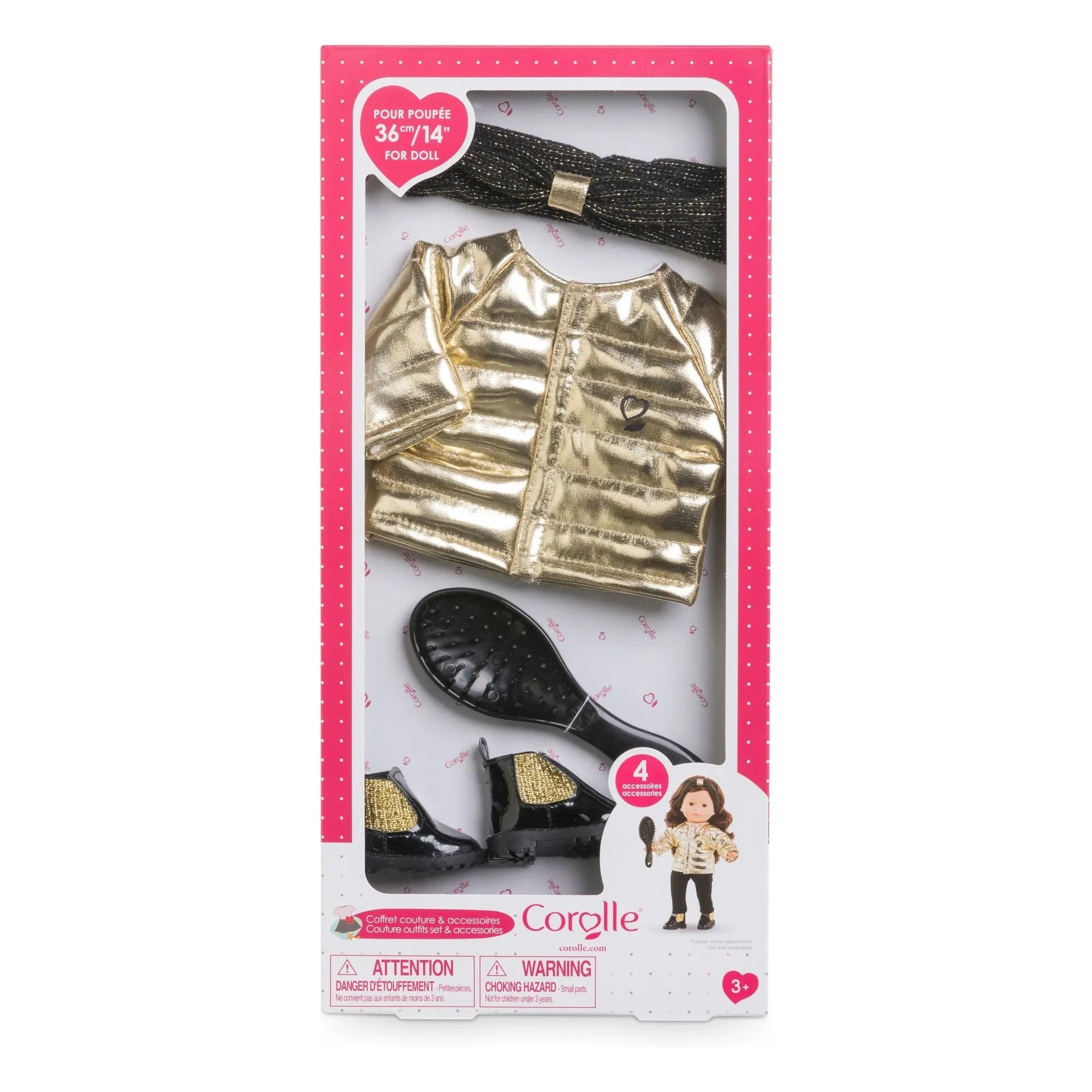 Corolle - Set de costura de chaqueta y accesorios para muñeca de 36 cm | Dorado