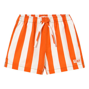 Tinycottons - Pantalones Cortos de Sarga a Rayas | Rojo