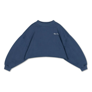 Repose AMS - Sudadera corta con logo de algodón orgánico | Azul Oscuro