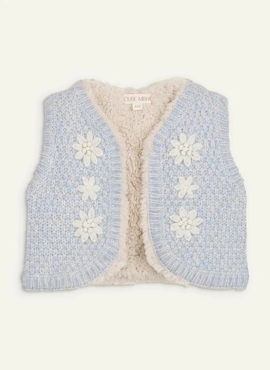 Louise Misha - Yolette Alpaca Chaqueta Reversible Sin Mangas | Azul claro