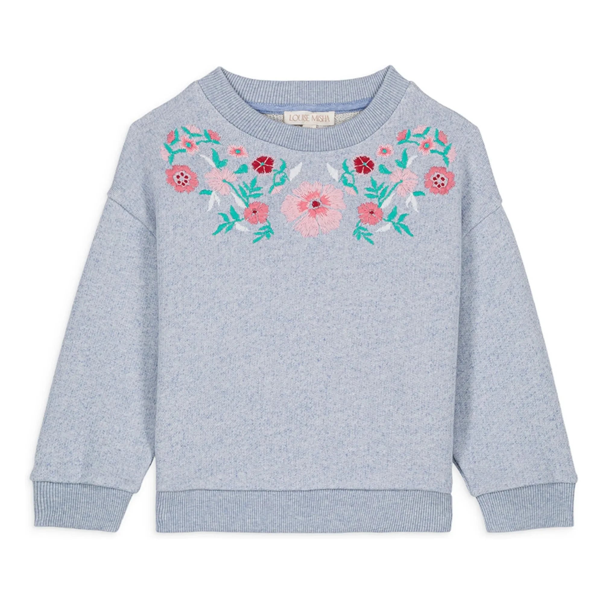 Louise Misha - Sudadera de algodón orgánico Rosalia | Azul jaspeado