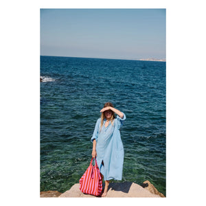 Rose in April - Bolso tote a rayas Elisa | Rosa
