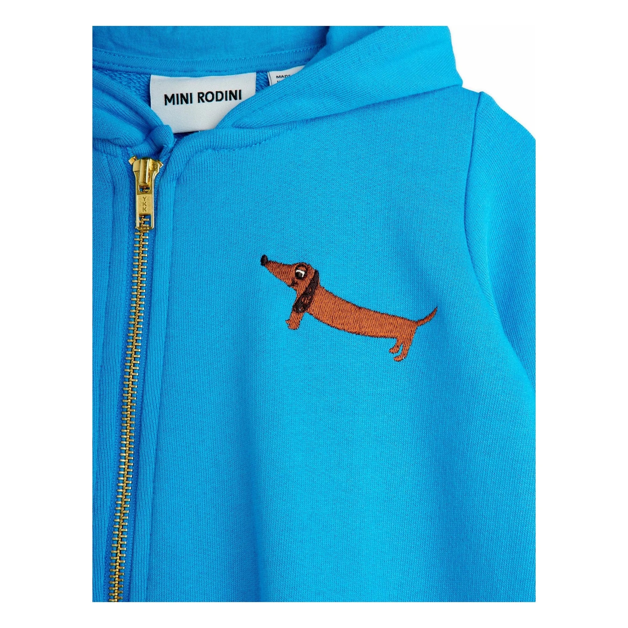 Mini Rodini - Peto de algodón orgánico con estampado de gato atigrado | Azul