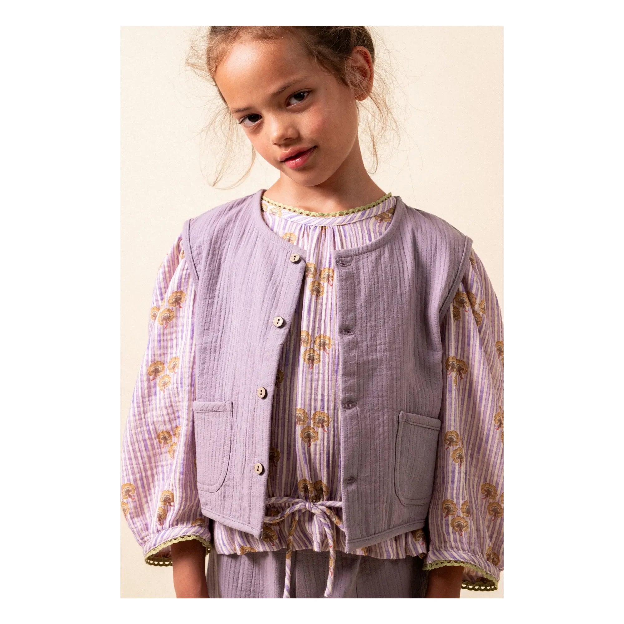 birinit - Blusa de algodón orgánico a rayas Cinca | Malva