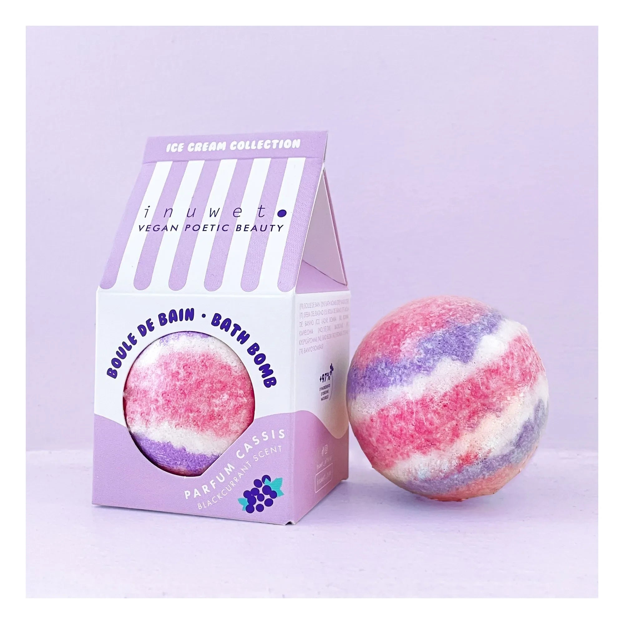 Inuwet - Bomba de baño helado de grosella negra - 120 g
