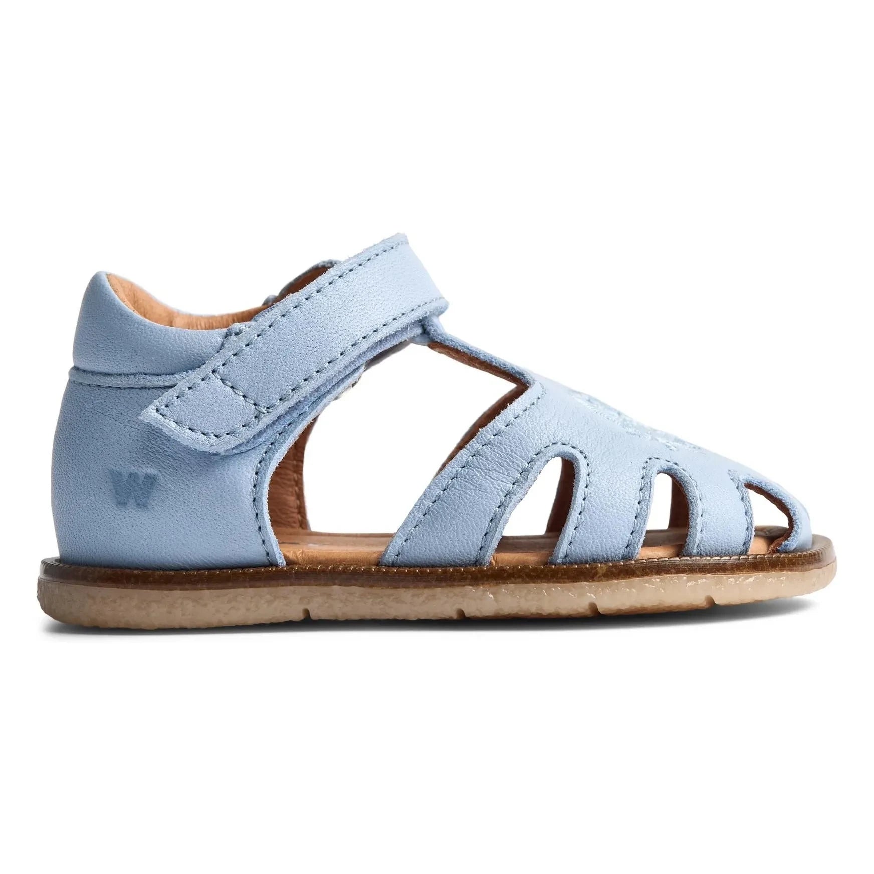 Wheat - Sandalias de piel con cangrejo de Lowe | Azul pálido