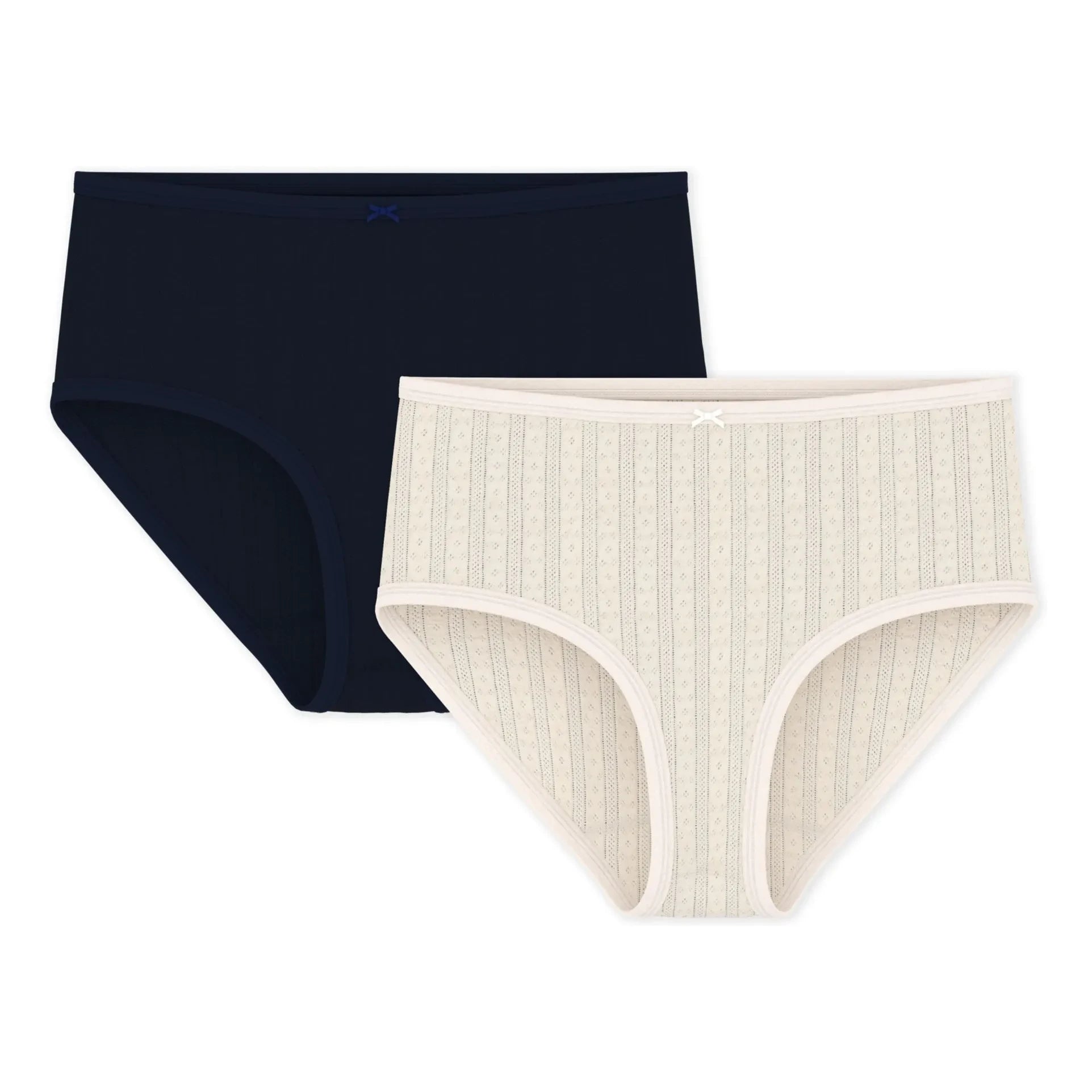 Petit Bateau - Set de 2 Braguitas de Algodón Orgánico de Talle Alto | Crudo