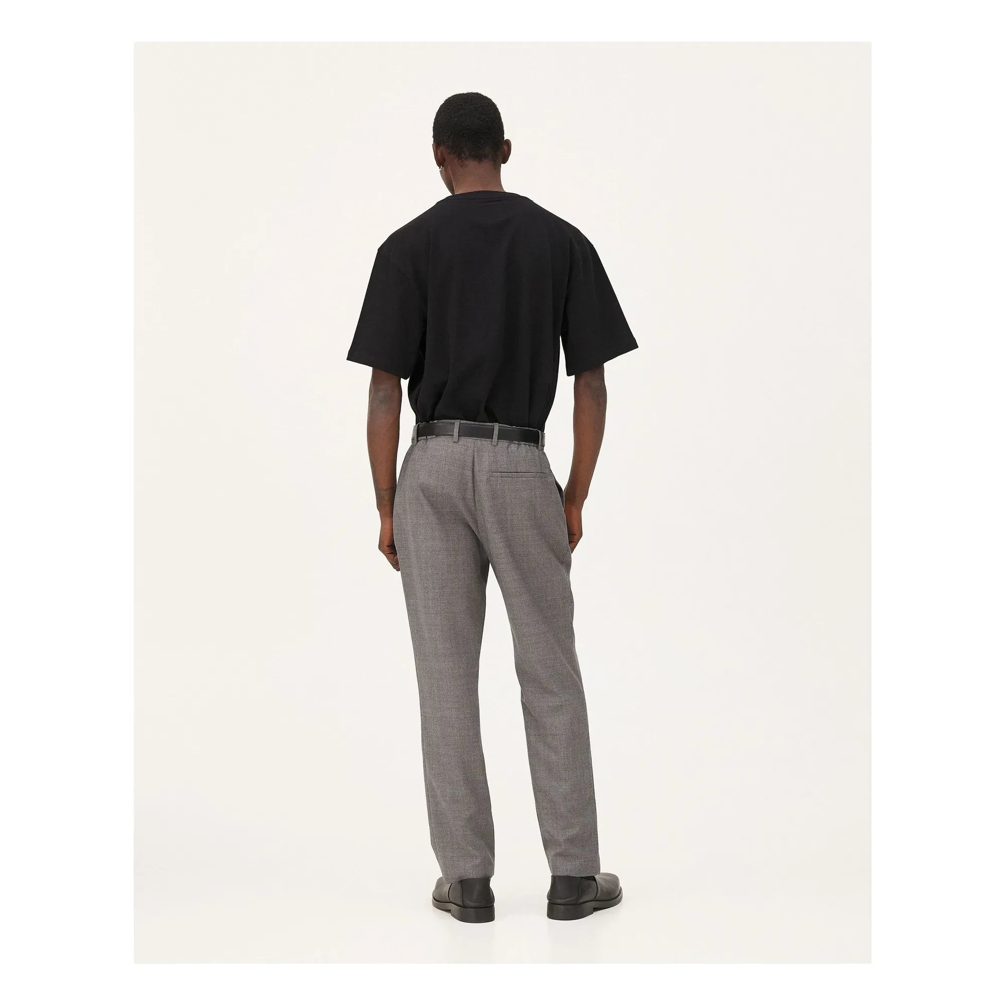 Noyoco - Pantalón de lana de corte recto | Gris oscuro