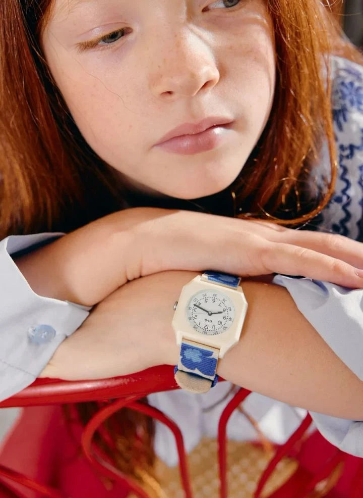 Mini Kyomo - Reloj de hibisco azul - Mini Kyomo x Taxi Brousse | Azul