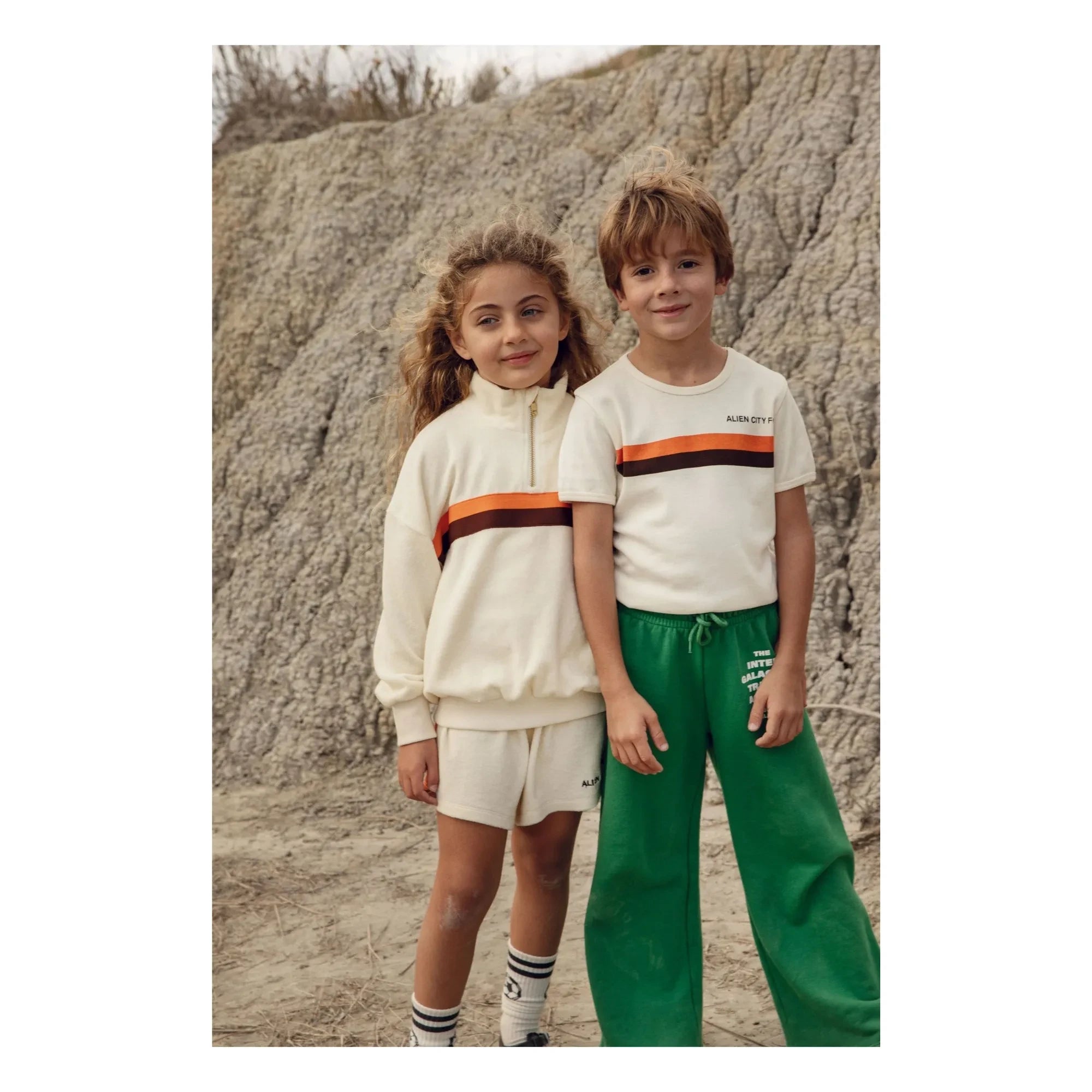 Mini Rodini - Camiseta de algodón orgánico Alien City 8 | Crudo