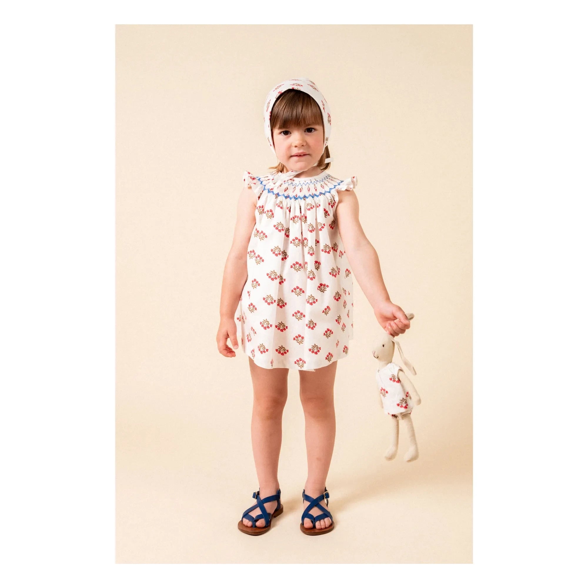 birinit - Conjunto de blusa con volantes y pijama de algodón orgánico Monzón | Blanco