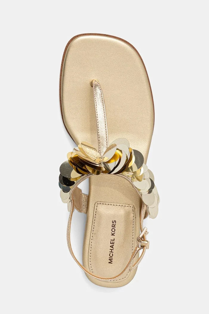Sandalia de tacón bajo de piel Loretta Thong para mujer de MICHAEL Michael Kors