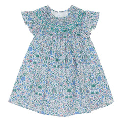 Tartine et Chocolat - Vestido fruncido Liberty para bebé | Blanco
