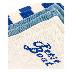 Petit Bateau - 3 Çift Jersey Çorap | Mavi