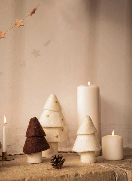 Muskhane - Árboles de Navidad de Fieltro - Set de 2 | Ecru