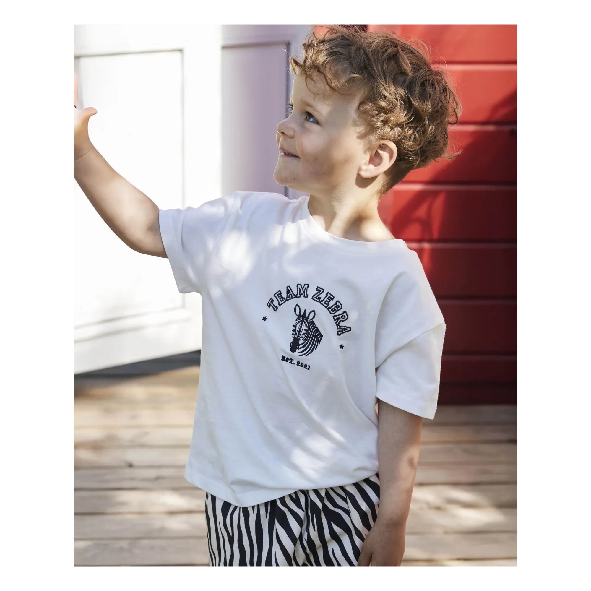Fliink - Camiseta de algodón orgánico Summer Zebra | Blanca
