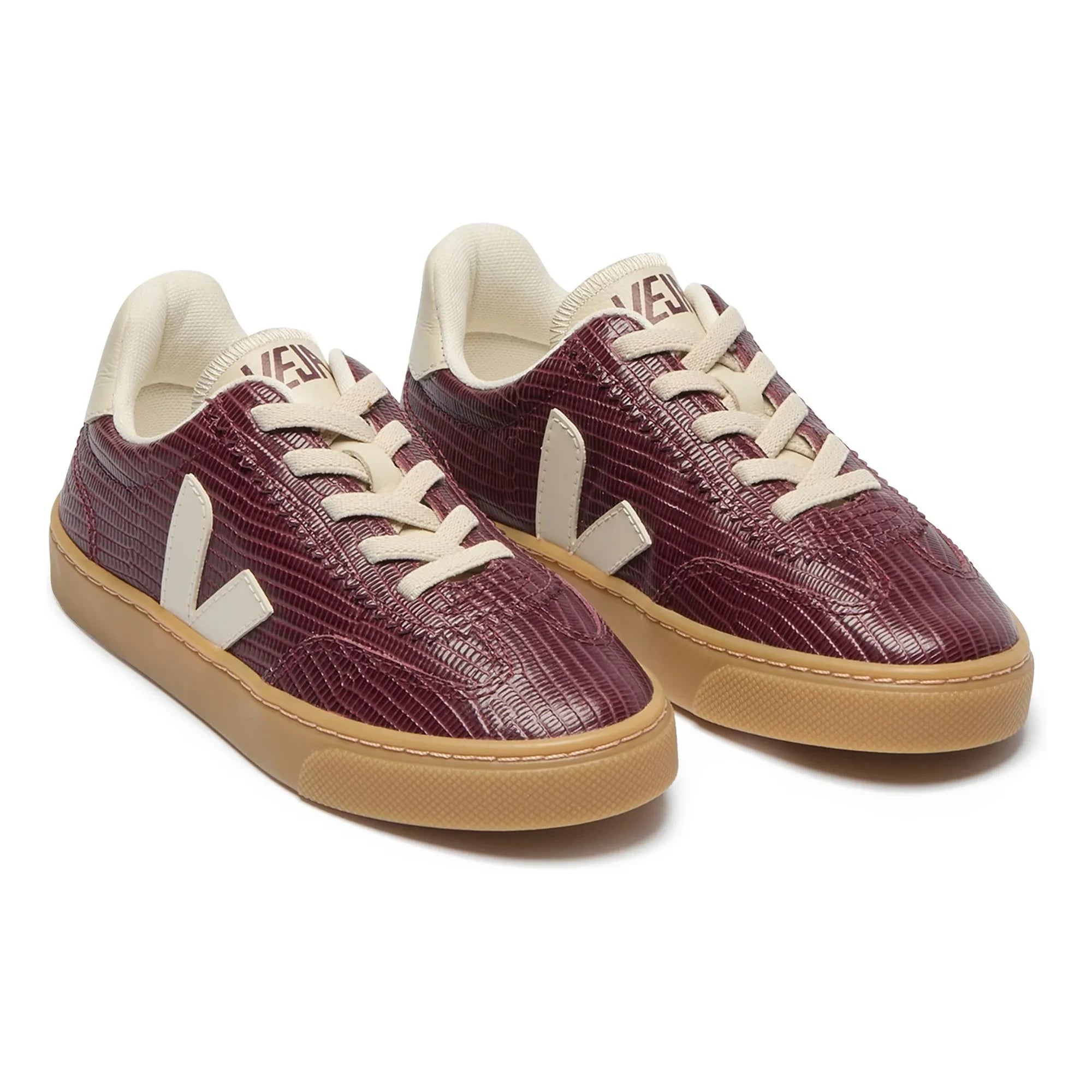 Veja - Zapatillas con cordones de cuero | Burdeos