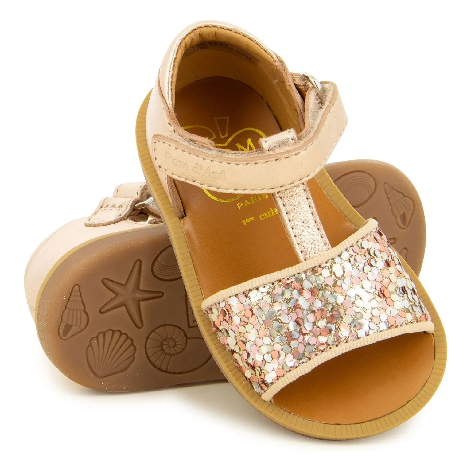 Pom d'Api - Poppy Easy Glitter sandaletler | Pembe Altın