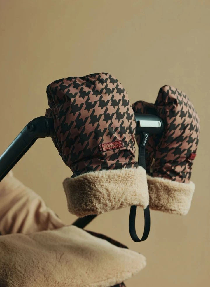 Töastie - Guantes para Carrito de Bebé Houndstooth de Fibra Reciclada | Marrón