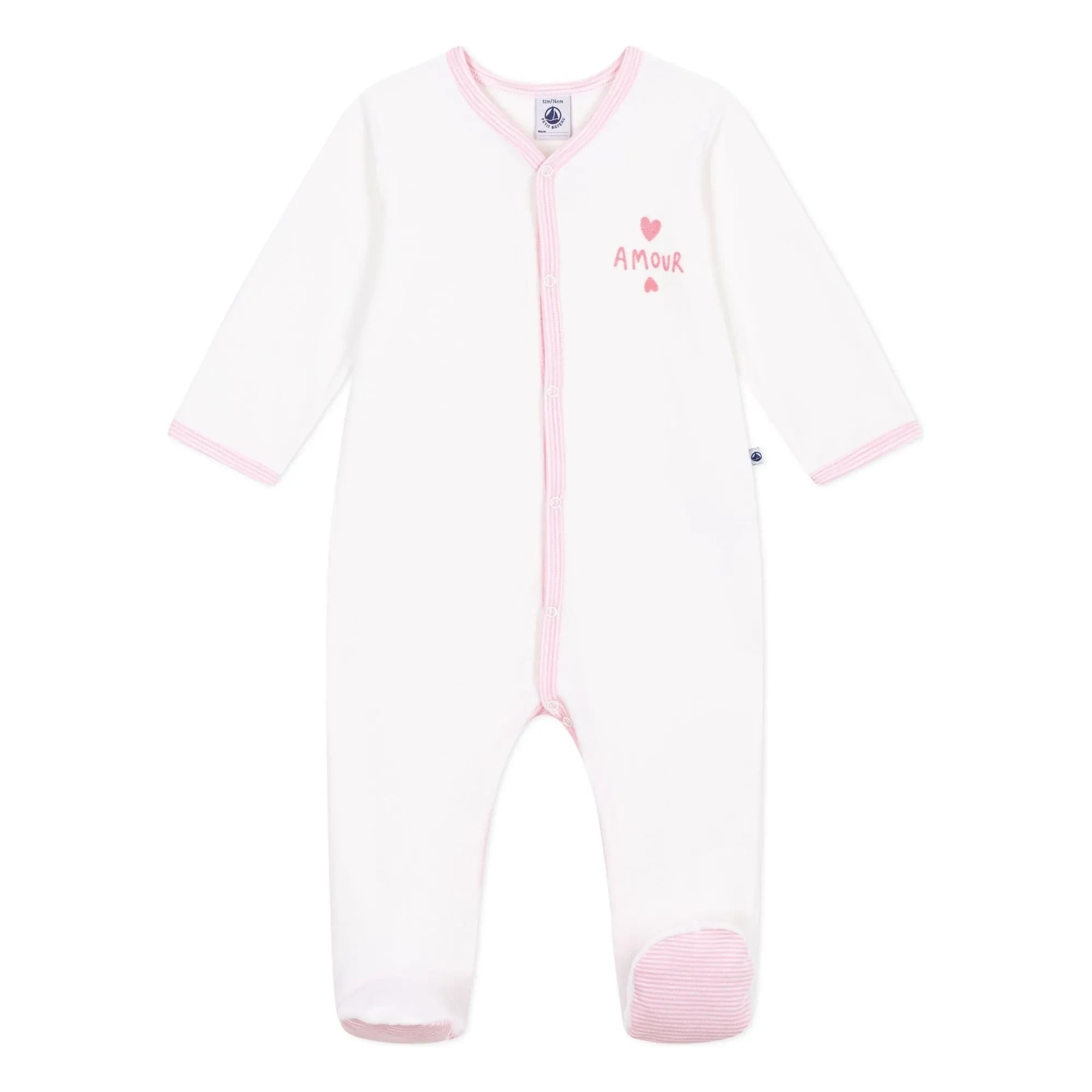 Petit Bateau - Pijama de Velours Amour | Blanco