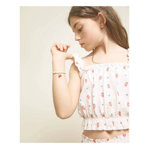 Búho - Blusa de volantes de fresa de algodón orgánico | Crema