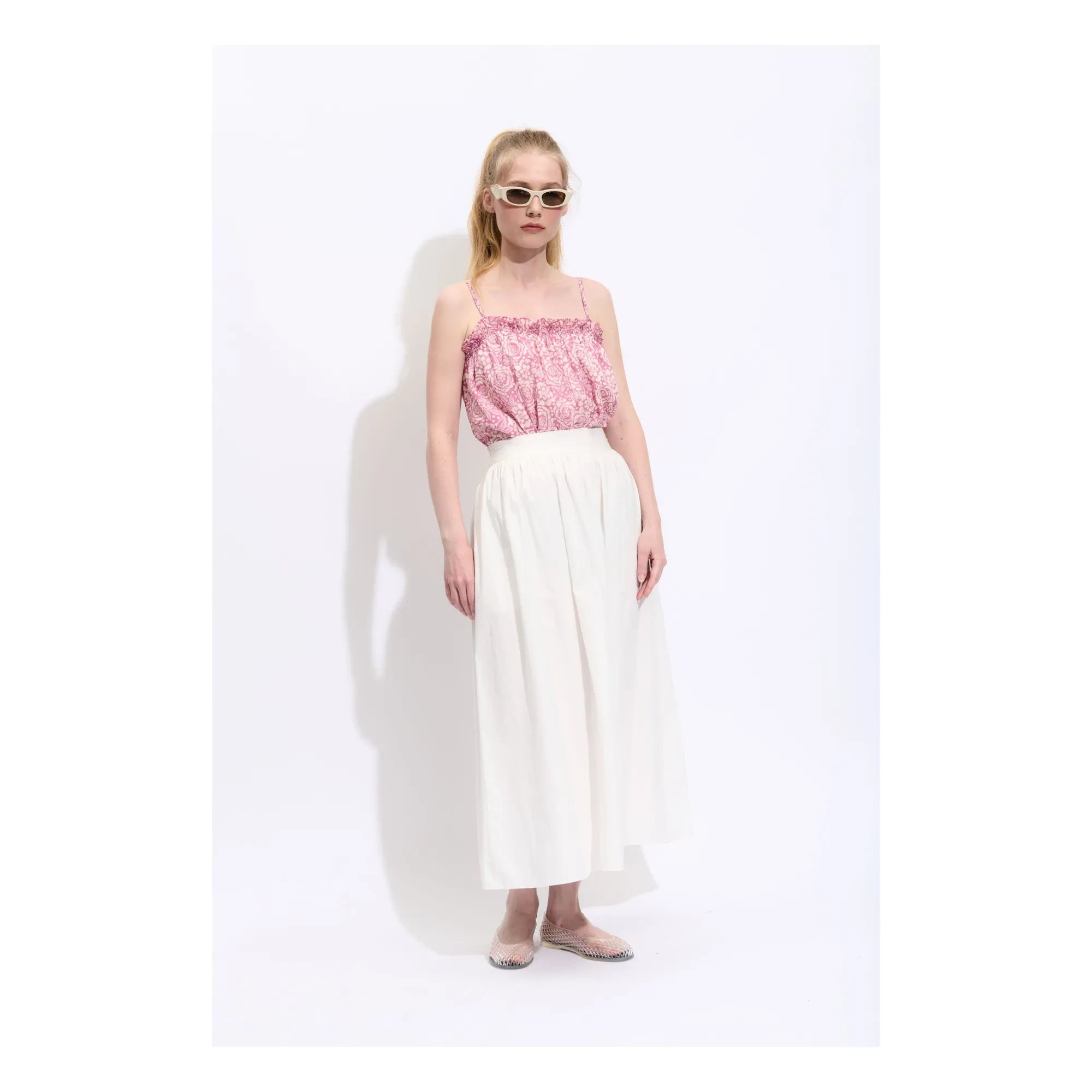 BELLEPIECE - Falda de algodón Claude | Blanco