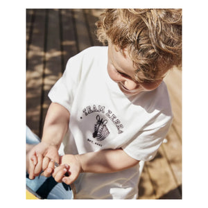 Fliink - Camiseta de algodón orgánico Summer Zebra | Blanca